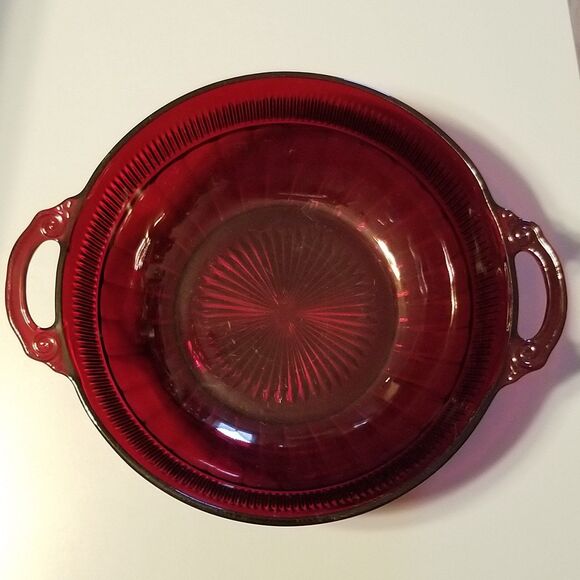 Vintage coronation royal ruby glass fruit bowl by anchor hocking - Picture 10 of 12